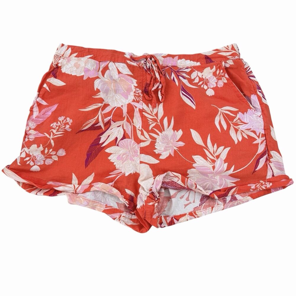 Cynthia Rowley Floral Sleep Cover Up Beach Shorts Orange Tropical Vaca L